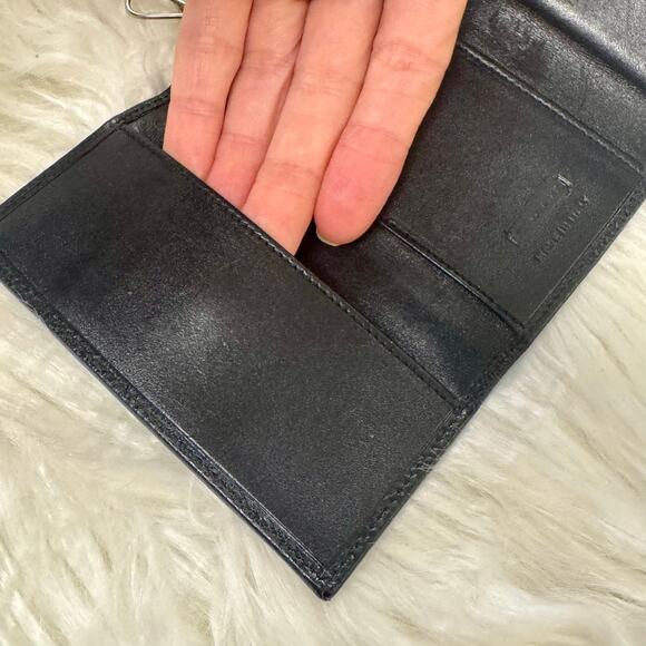 Coach VTG 1990s SLG Trifold Wallet Key Case Pebbled Black Leather Brass Fob - Picture 9 of 13